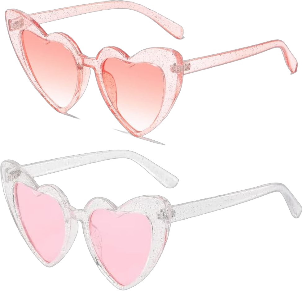 Love Heart Shaped Sunglasses for Women,Vintage Cat Eye Mod Style Retro Glasses (Glitter Pink+Glitter)