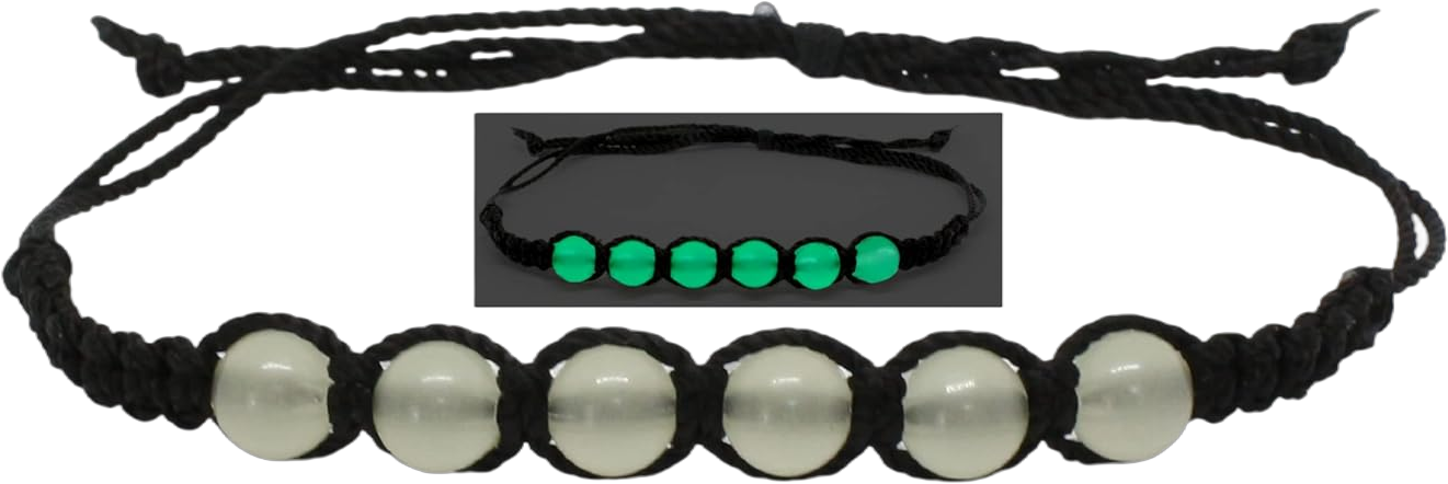 Cute Bracelets for Teen Girls | Glow in the Dark Bracelets for Women Men and Kids | Handmade Aesthetic Black String Trendy Jewelry | Dainty Charm Beaded Bangle Bracelet | Festivals, Parties Glowing Bracelet Design