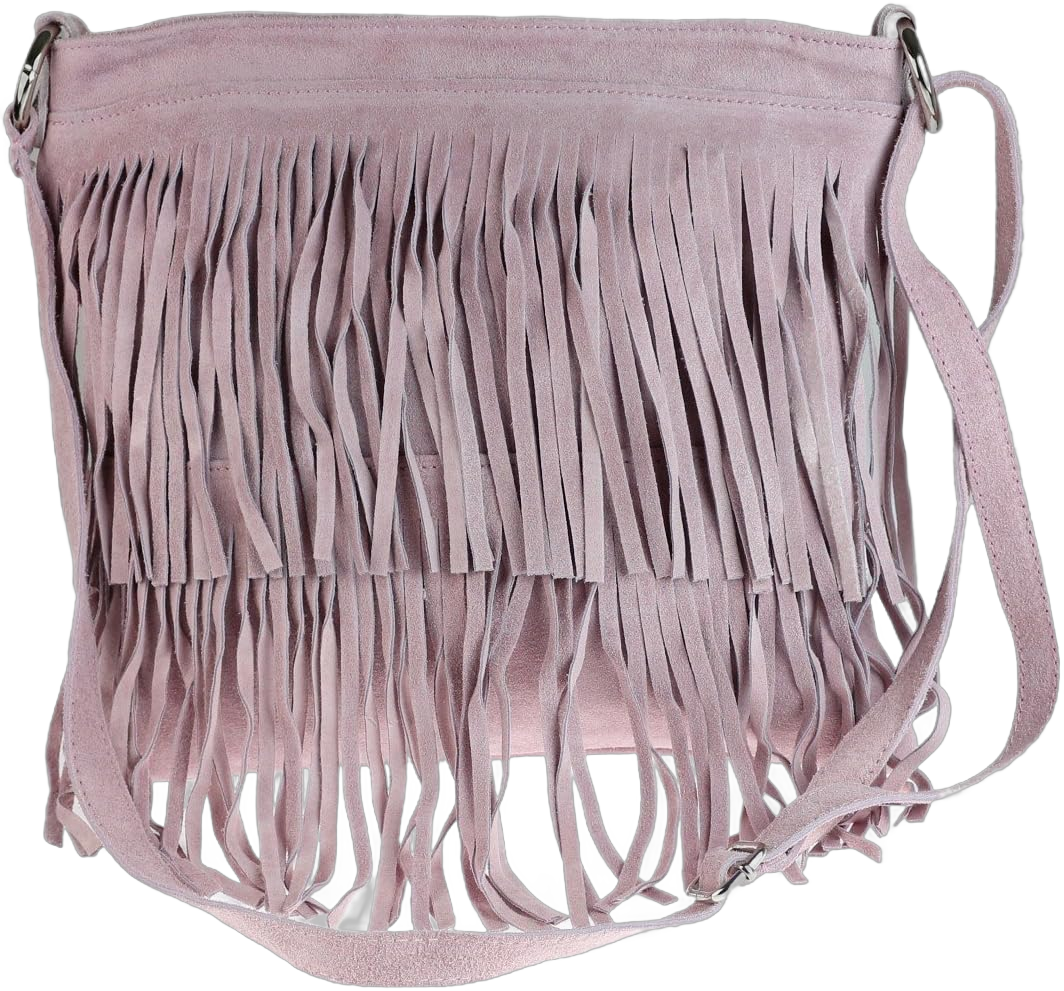 Girly HandBags Womens Suede Fringe Shoulder Bag Crossbody Slouch W 32, H 29, D 4 cm (W 13, H 12, D 2 in) Light Pink