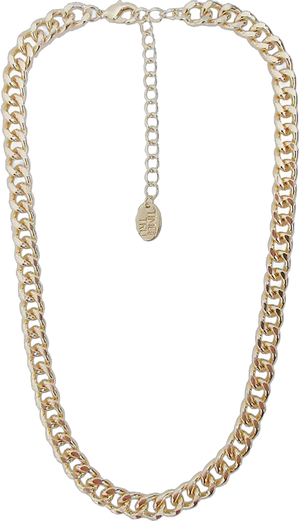 Time and Tru Women's Gold Tone Chunky Curb Chain Necklace 17" with Extender