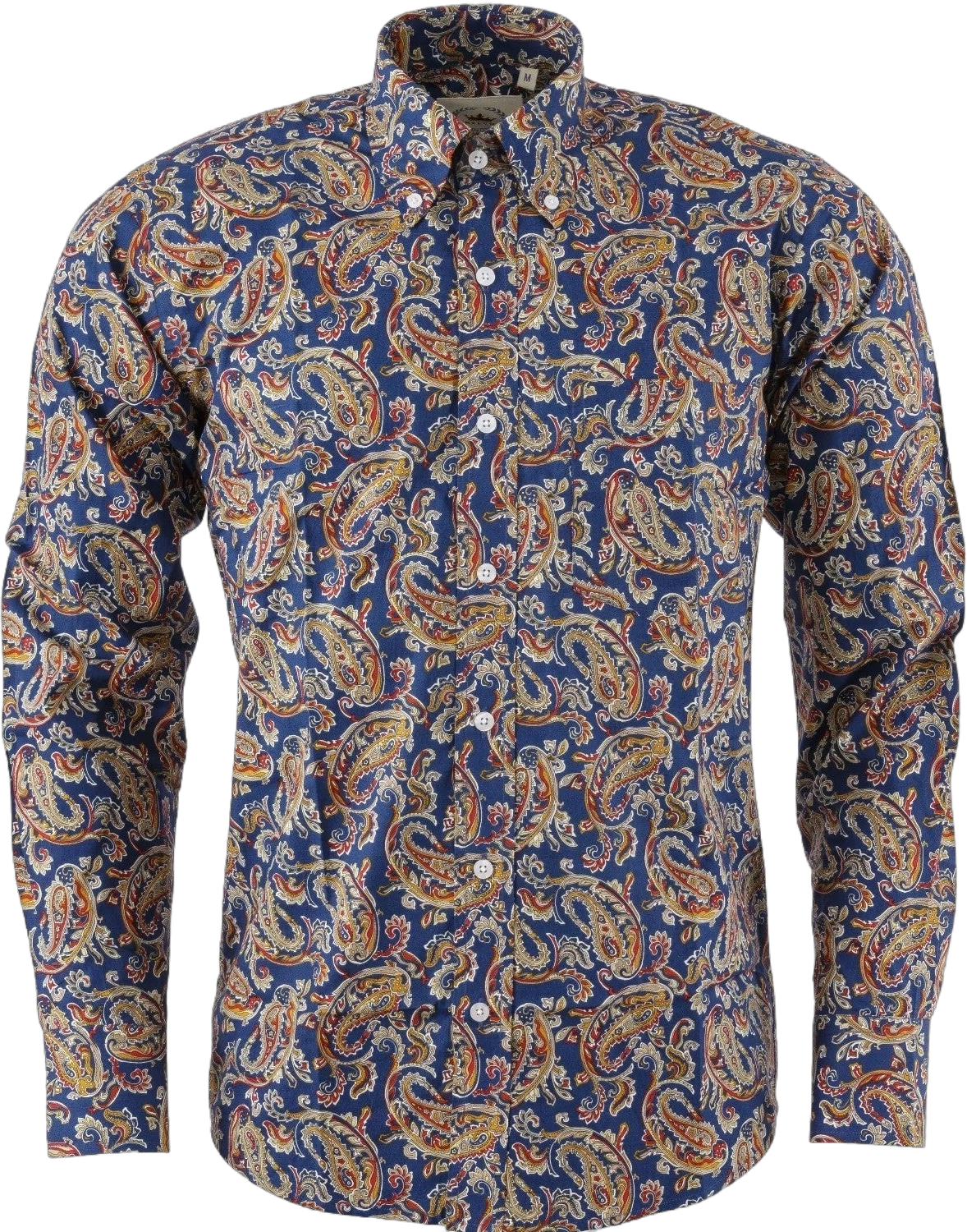 Relco Mens Long Sleeve Paisley Print Shirt Navy Blue