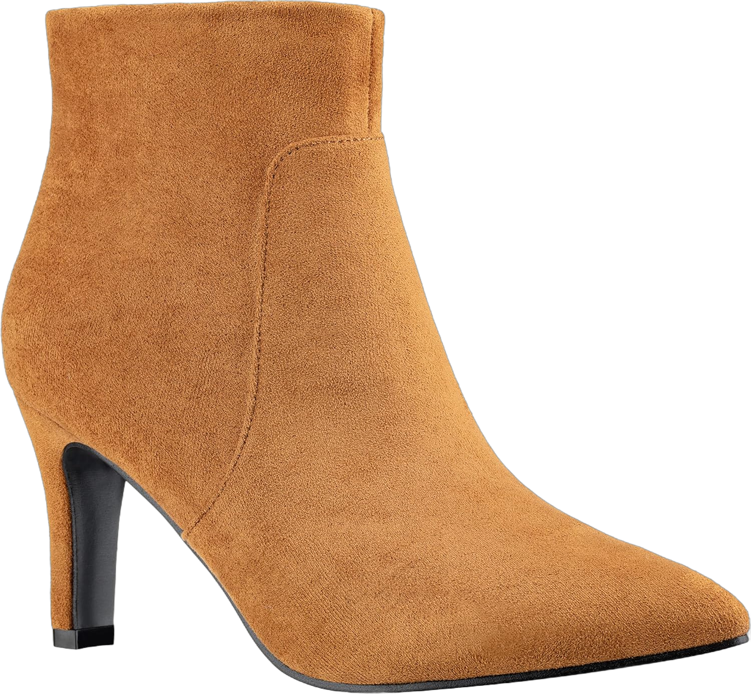 ILLUDE Women's Fashion Ankle Boots Comfortable Pointed Toe High Heels Side Zipper Booties 8 Tan Suede