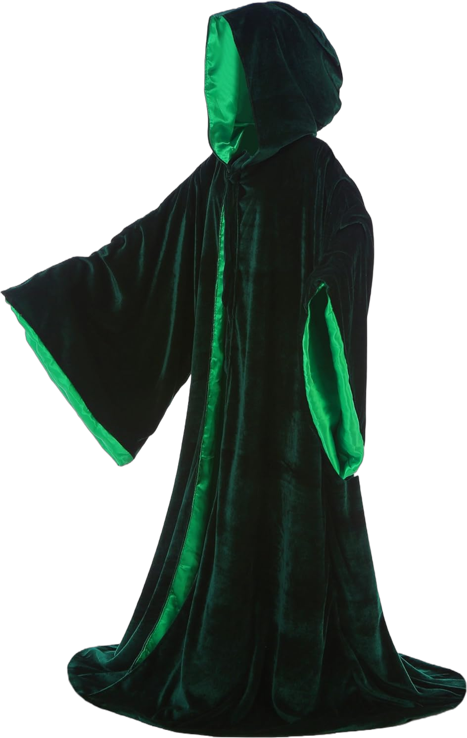 Velvet Wizard Robe Halloween Cloak Fancy Cosplay Costume Small Dark Green