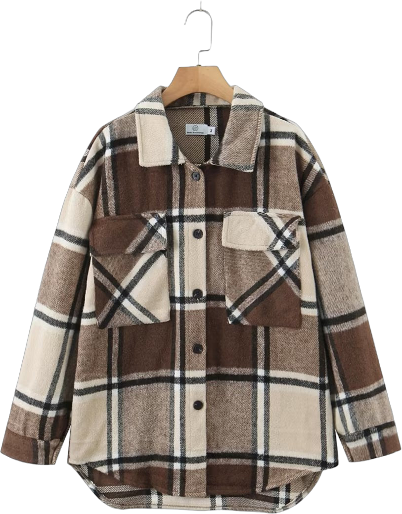 Women T-Shirt Autumn Women's Woolen Plaid Shirt Coat