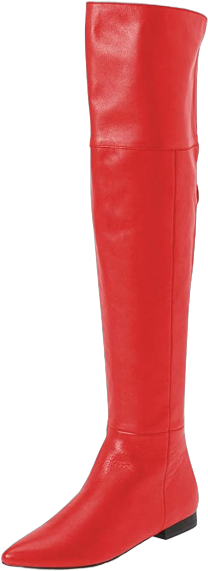 FSJ Women Fashion Over The Knee High Boots Pointed Toe Flat Comfortable Back Zipper Ladies Shoes for Winter 12 Red