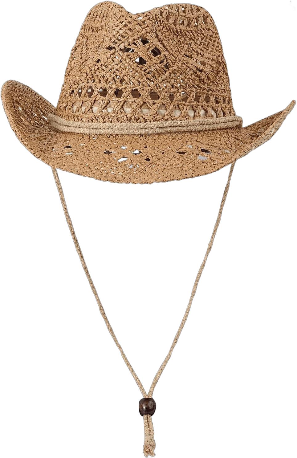 Verdusa Women's Straw Cowboy Hats Boho Wide Brim Sun Hat One Size Camel