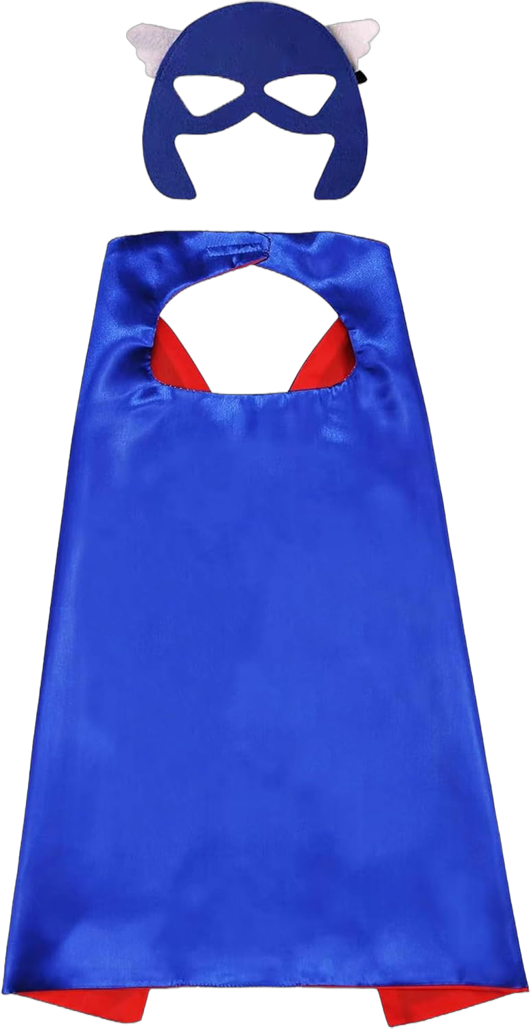 Super Hero Cape and Mask for Kids, Superhero Dress-Up Costumes, and Role-Playing Party Decoration Blue/Red