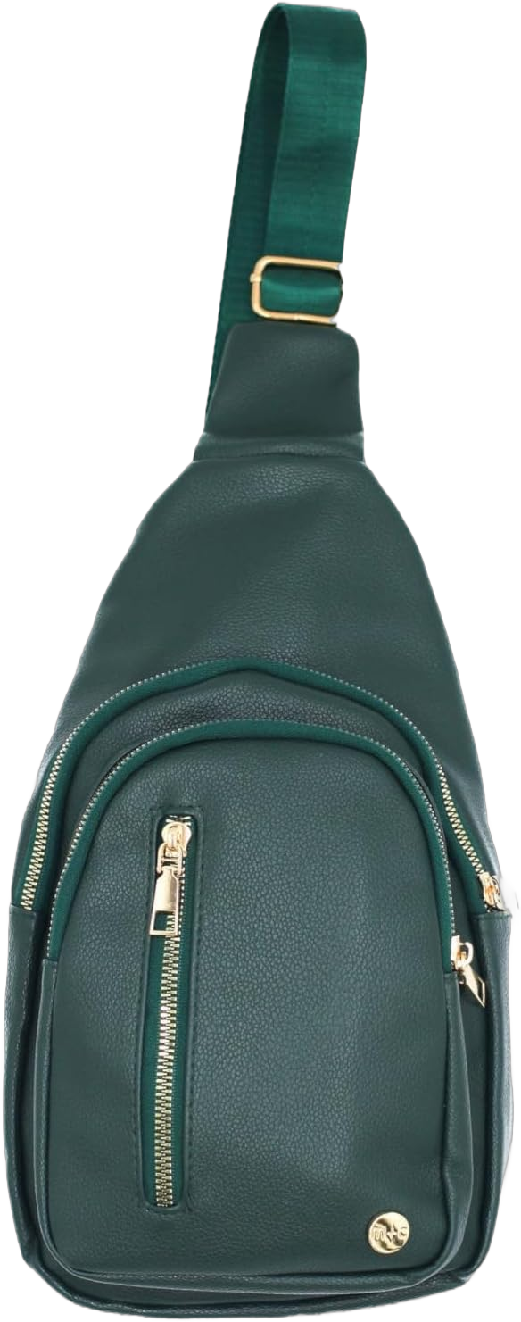 Modern+Chic Crossbody Bags for Women - Camry Sling Crossbody Bag, Vegan Leather Purse with Pockets and Adjustable Strap Deep Forest Green