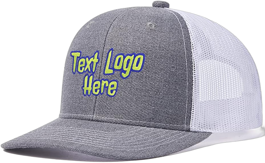 Design Your Own Text Logo Custom Embroidered Hat for Men Trucker Hat Adjustable Light Grey/White