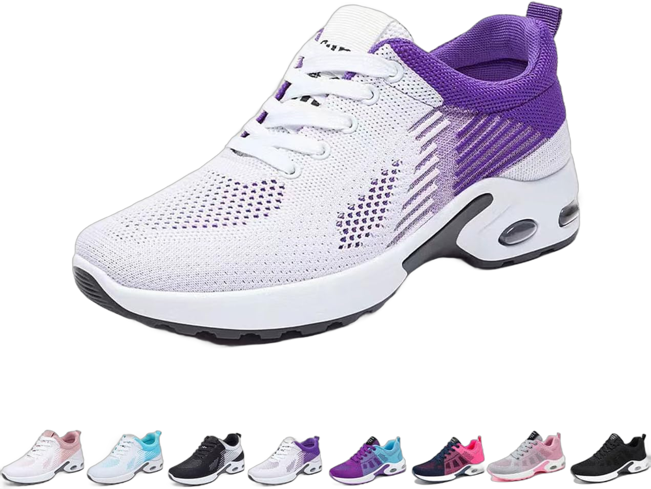 Women Orthopedic Sneakers Stylish Walking Shoes, 2025 New Air Running Shoes, Non Slip Walking Sneakers, Mesh Air Cushion Sneakers for Gym Workout Sports 8.5 E-purple+white