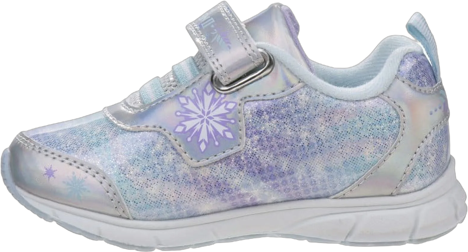 Disney Frozen II Anna & Elsa Girls Hook & Loop Light Up Sneakers - Lavender Silver, 7