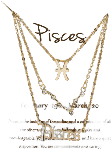 3 Pcs Constellation Zodiac Layer Necklaces Retro 14K Gold Plated 12 Constellation Pendant Necklace Exquisite Letter Horoscope Old English Zodiac Sign Jewelry Birthday Gift for Women