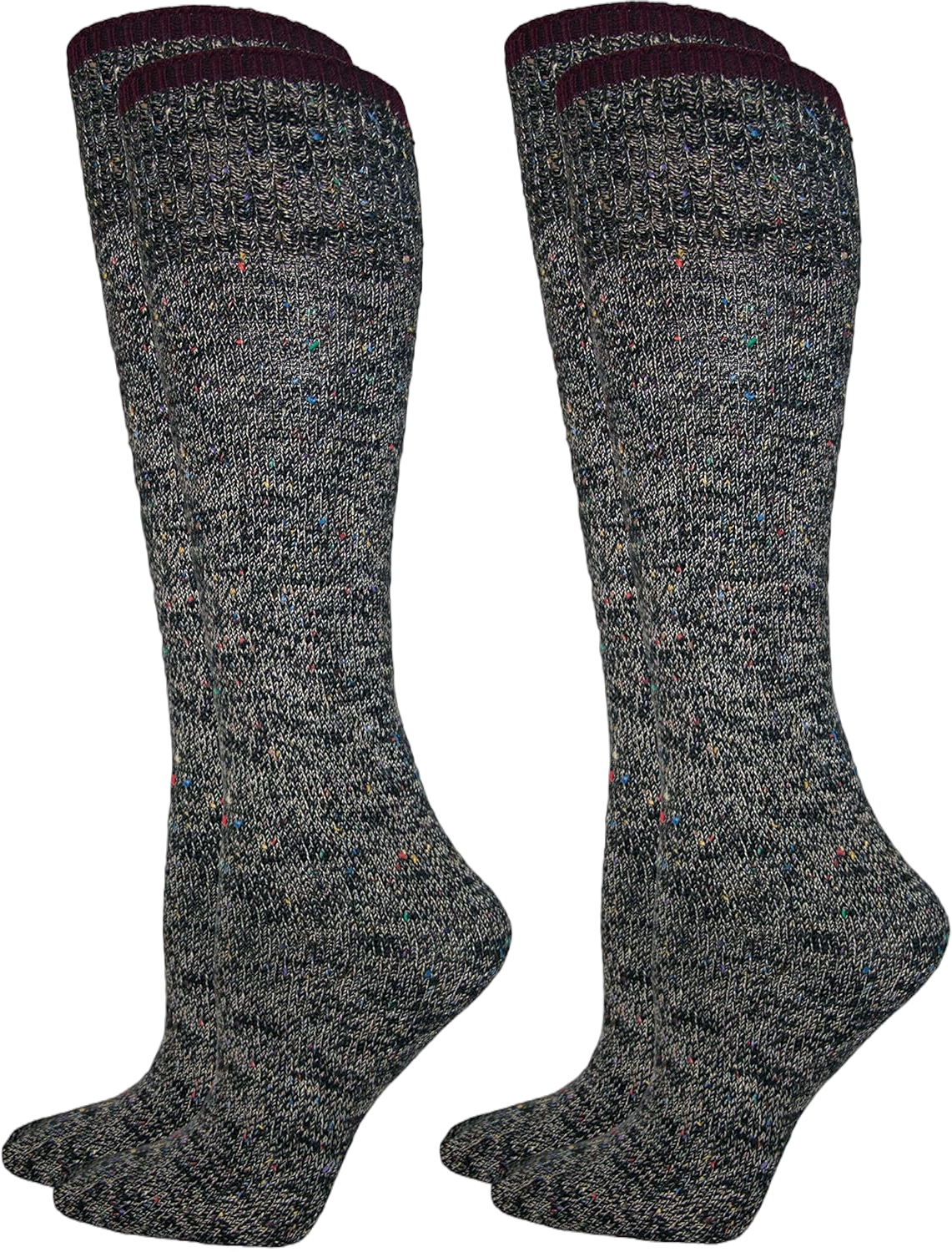 Wise Blend Women's Wool Blend Classic Marl Knit Knee High Socks 2 Pair Pack Medium Black