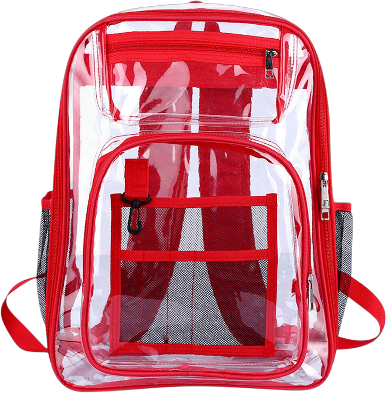 Dademeo College Backpacks for Girls Clear Backpack, Heavy Duty Transparent Bookbag, See Through Pvc Backpacks for Women Men Stadium Approved Bags for School, Travel Red Clearance