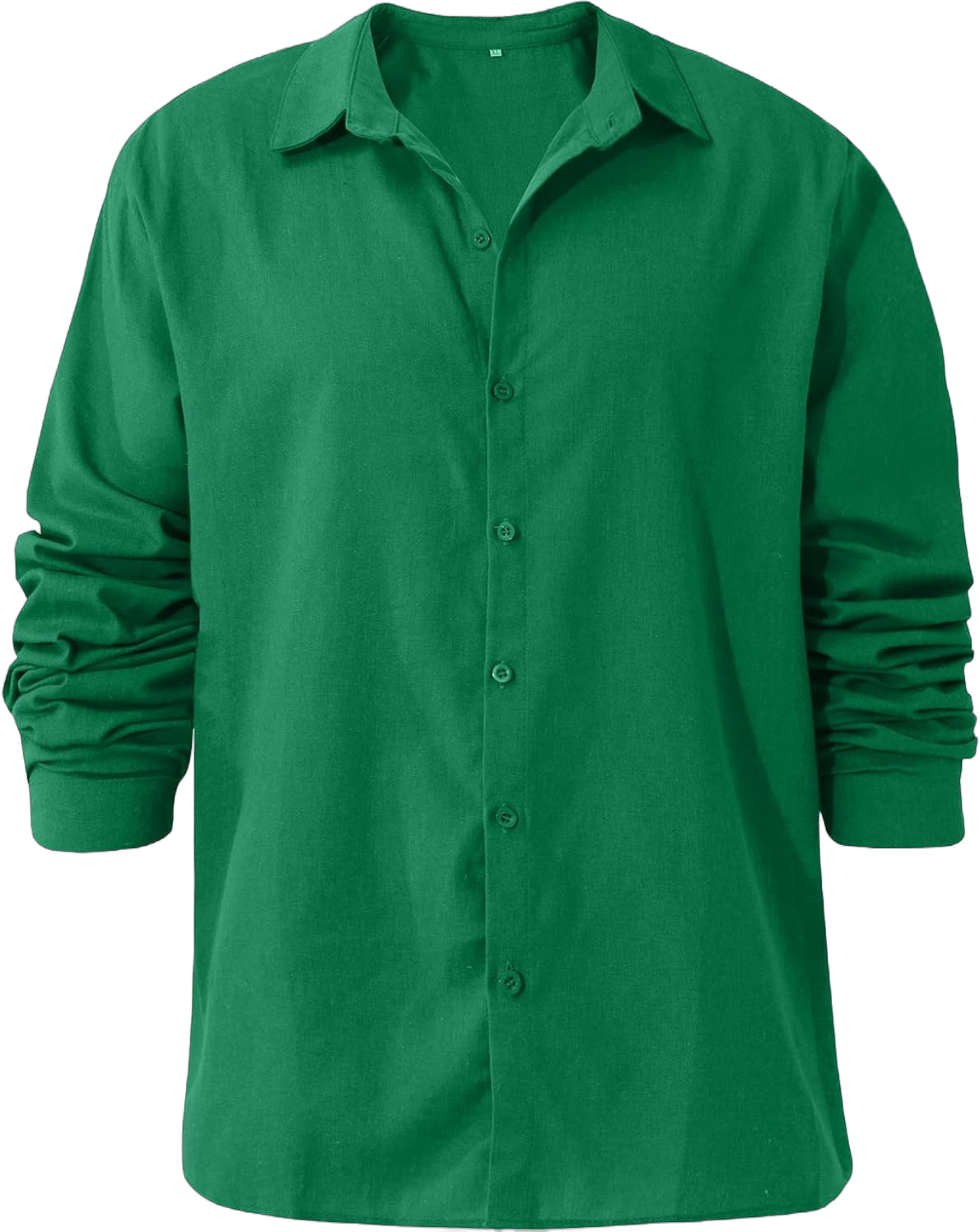 Ymosrh Button Down Shirt Men Casual Cotton Linen Solid Color Long Sleeve Shirts Loose Casual Button-Down Shirts 3X-Large Green