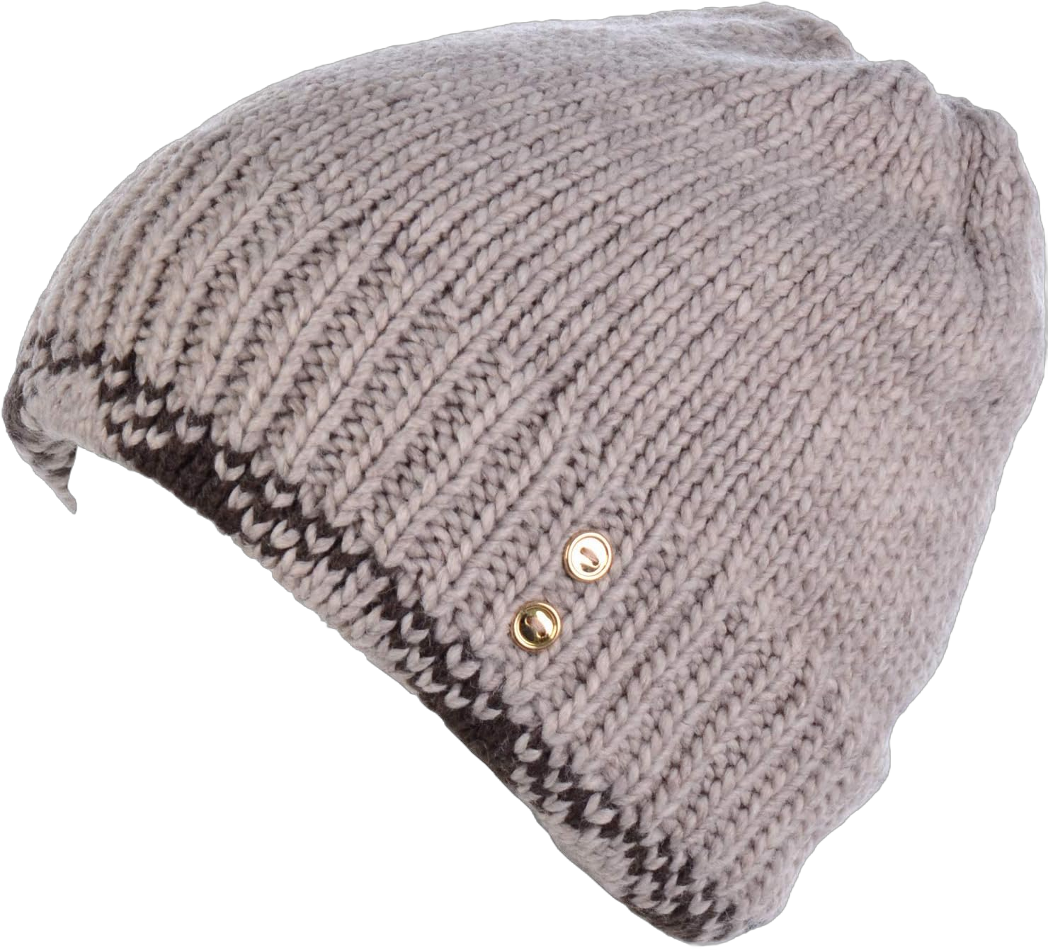 BYOS Womens Winter Knit Plush Fleece Lined Beanie Ski Hat Sk Skullie Various Styles One Size Button Beige