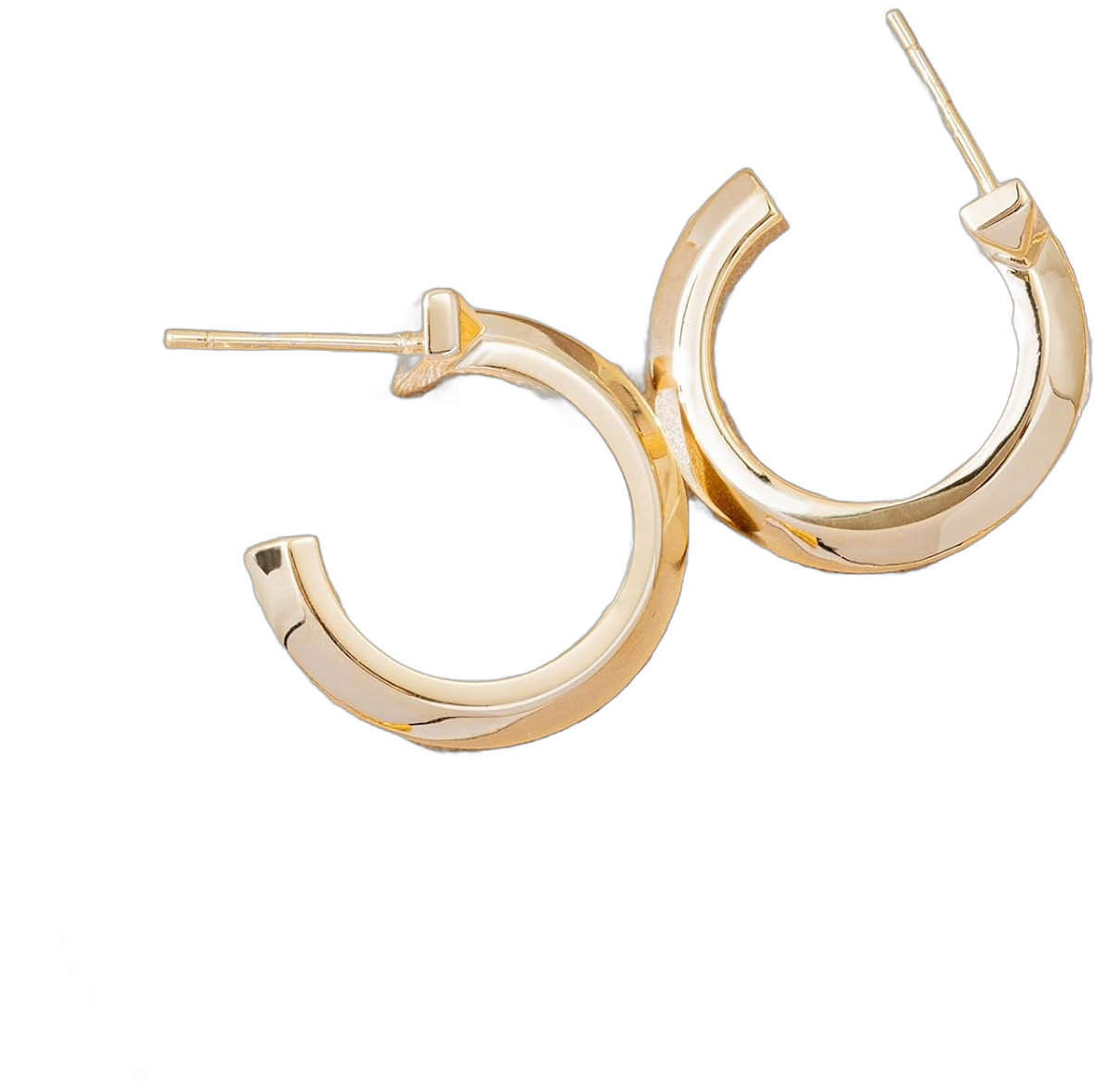 Womens 14K Chunky Gold Plated Huggie Hoop Earrings for Women Hypoallergenic Trendy,Women's Dainty Hoop Earrings T-shaped gold palted