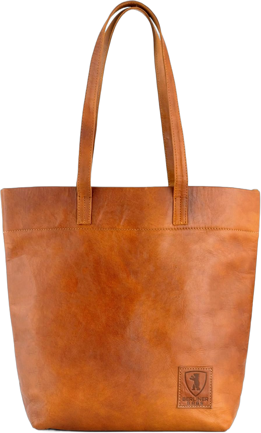 BERLINER BAGS Vintage Genuine Leather Tote Bag Cassie, Large Purse, Handbag for Women - Brown