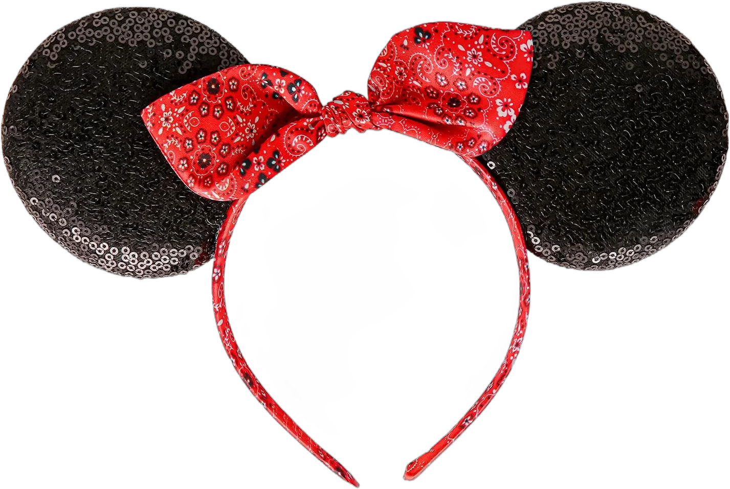 Disney, Minnie Mouse, Girl's Red Glitter Bandana Bow Headband