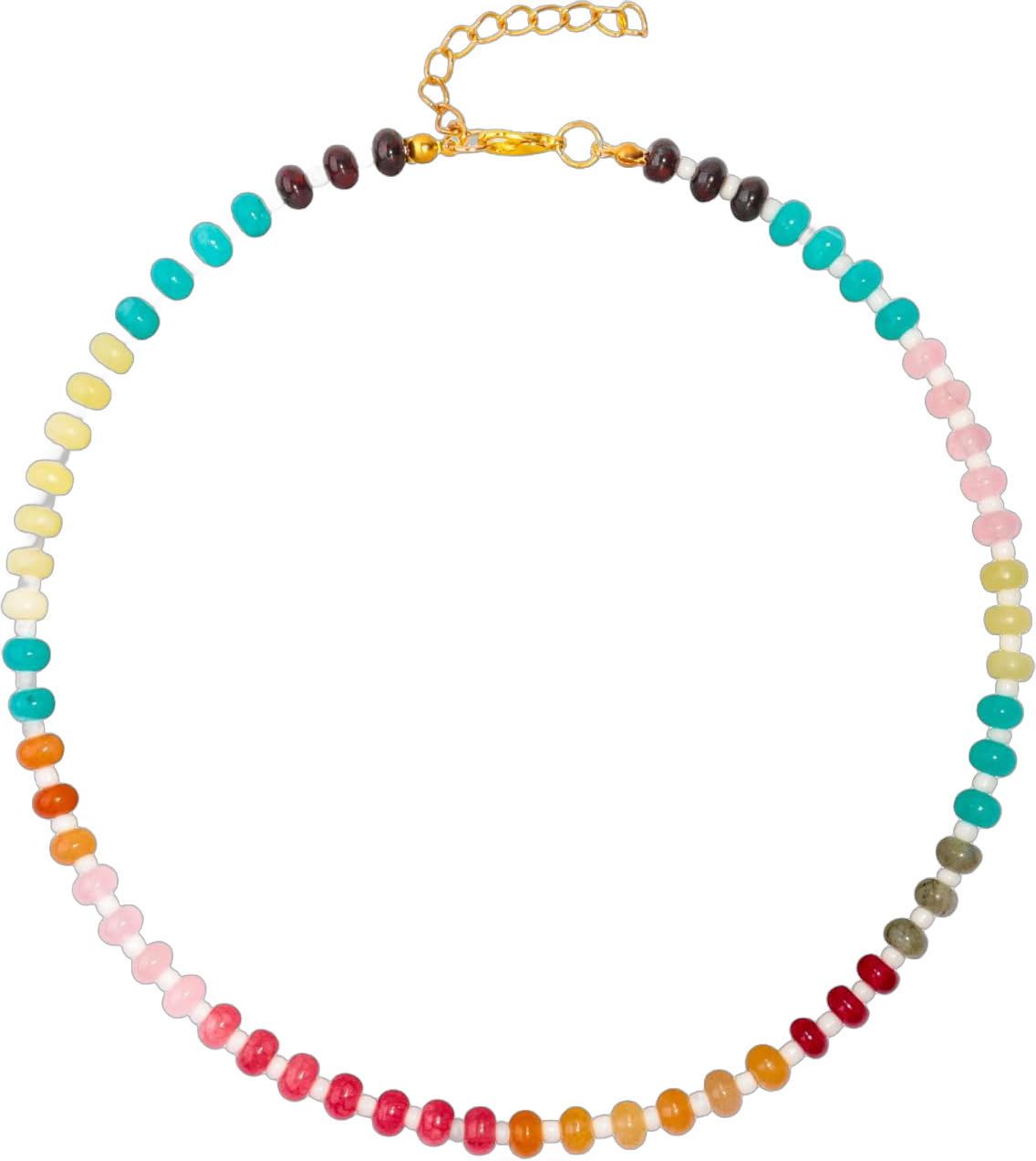 Initial Necklace Set for Women Colorful Beaded Gemstone 14K Gold Bubble Letter Necklace Natural Stone Surfer Beach Name Handmade Necklace Jewelry Gift (Letter E)