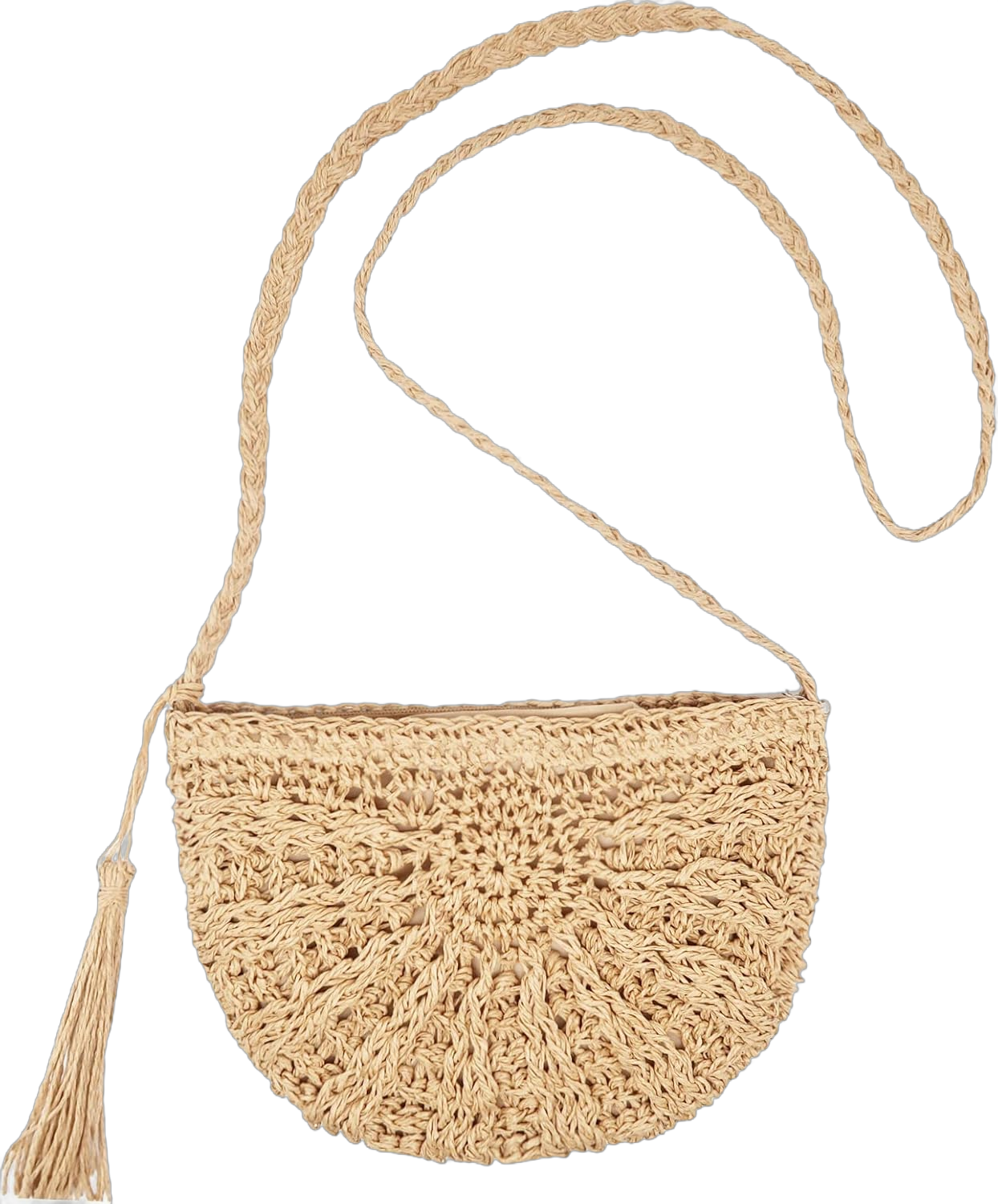 Fozehlad Women Straw Crossbody Purse Straw Clutch Bag Summer Beach Shoulder Handbag Woven Handmade Purse Beige