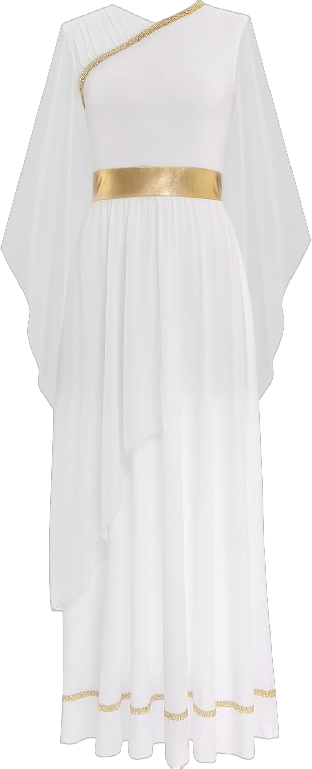 Women's Greek Beauty Cosplay Costume Ancient Grecian Roman Queen Toga Maxi Gown Dancewear Small White