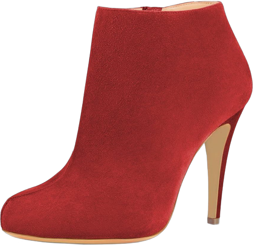 FSJ Women Fashion Almond Toe Boots Stiletto High Heels Ankle Booties Comfy Shoes Side Zipper US Size 4-15 US 4 Red/Suede