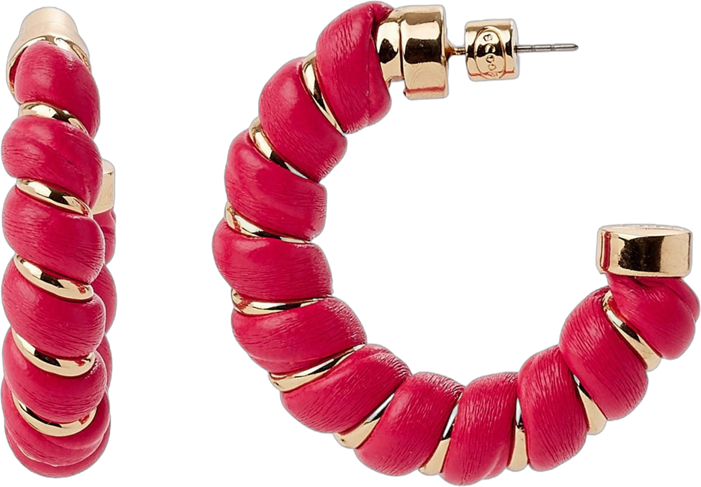 Scoop Women’s Twisted Coral Faux Leather and 14K Gold Flash-Plated Hoop Earrings