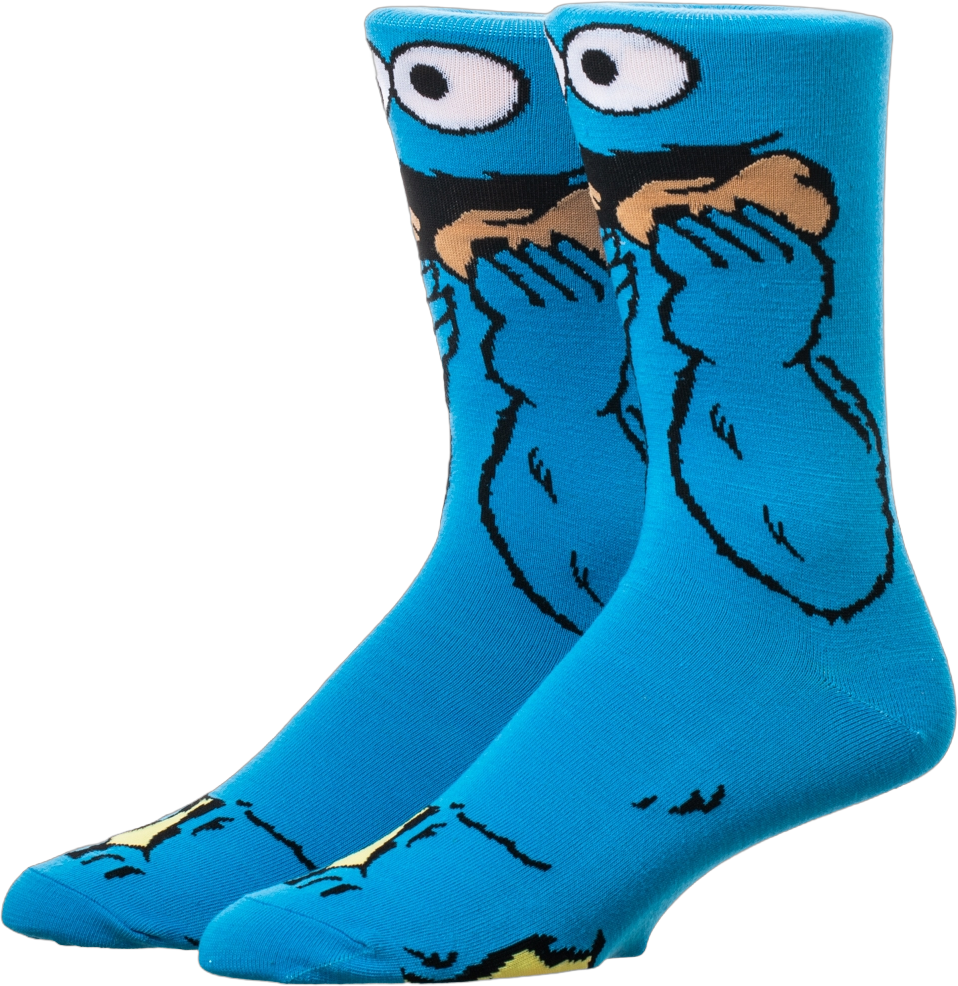 Sesame Street Cookie Monster 360-Degree Graphic Print Crew Socks for Men