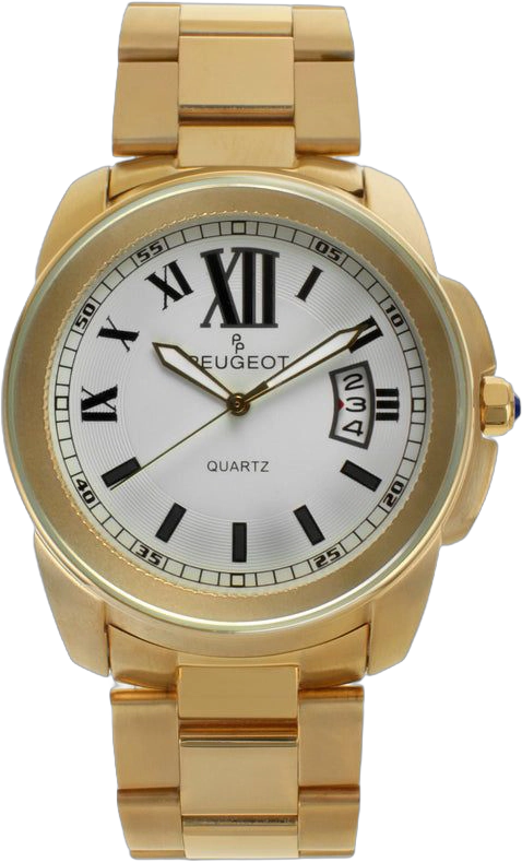 Peugeot Men's Calendar Gold Plated Stainless Steel Bracelet Watch