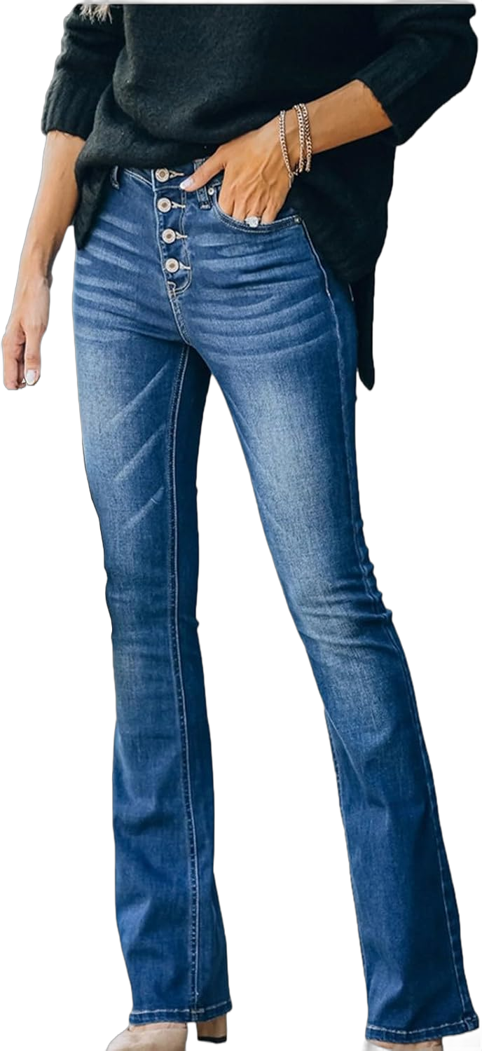 Women's Classic Fit Denim Jeans, High Rise Straight Leg Jeans Regular Fit Versatile Pants for Women - 4 Button Jeans XX-Large Dark Blue