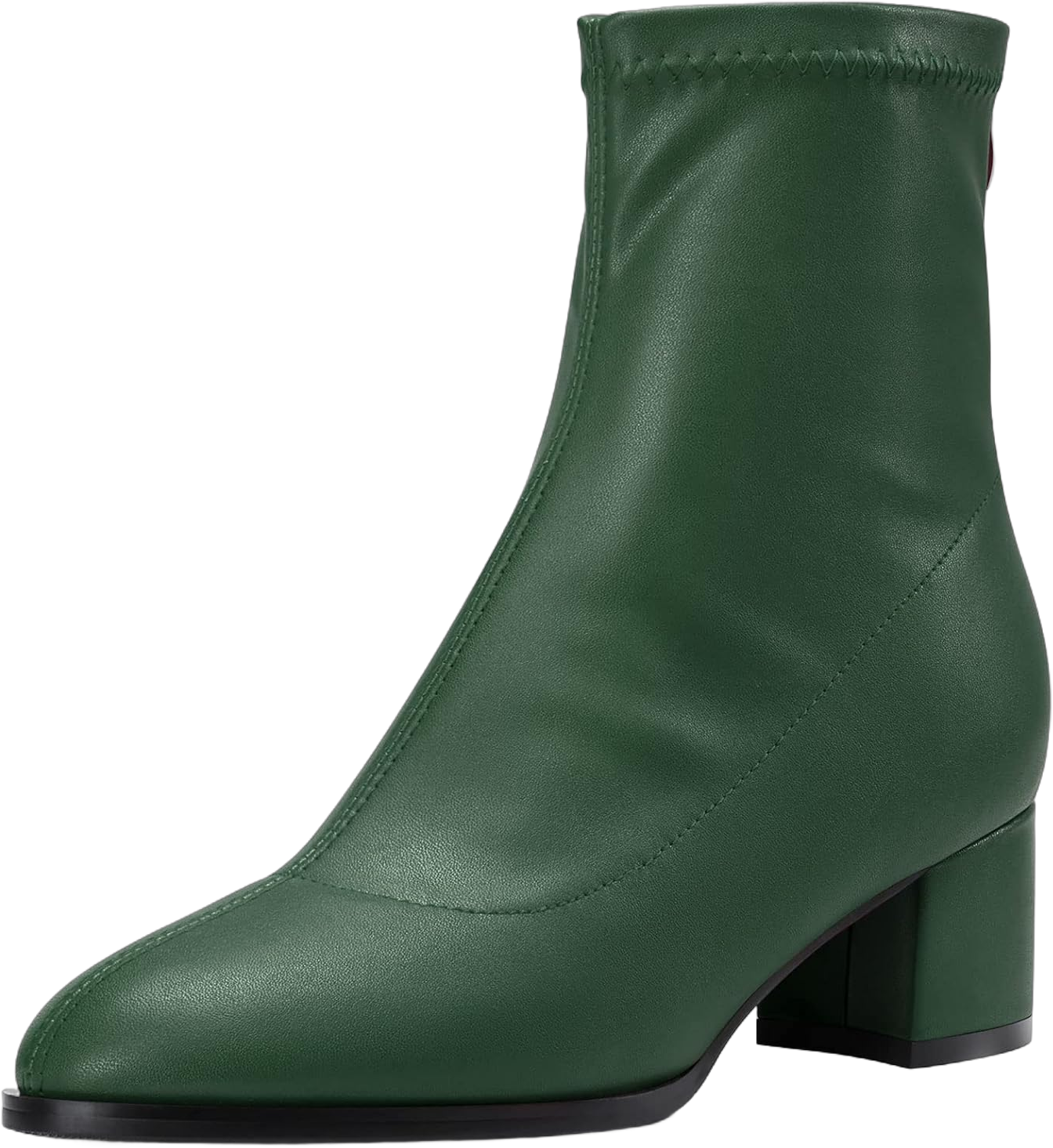 Aachcol Women Ankle Boots Short Bootie Close Round Toe Chunky Block Mid Heel Matte Zipper Shopping 2 Inch 10.5 Green B