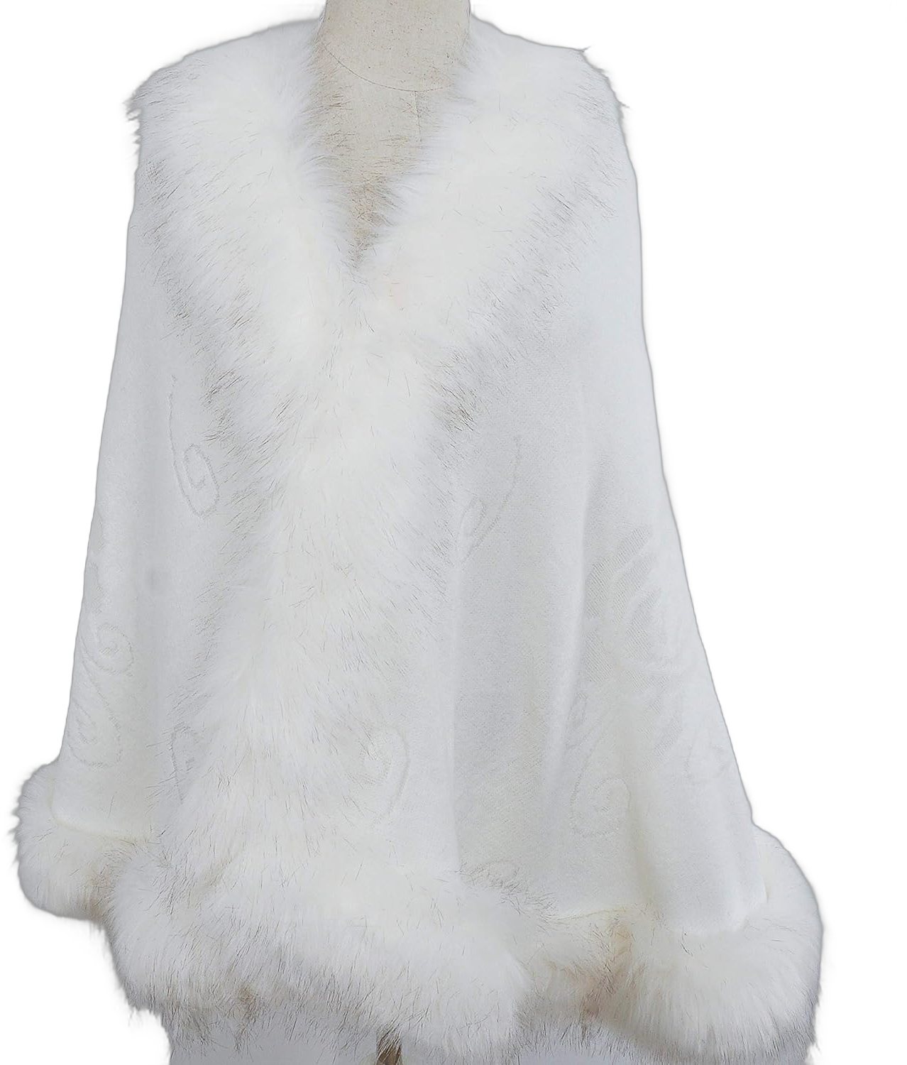 ELFJOY Bridal Faux Fur Shawl White Fur Coat Women Faux Fur Wrap for Evening Dresses Luxury Fur Cape for Wedding Evening Party White-a