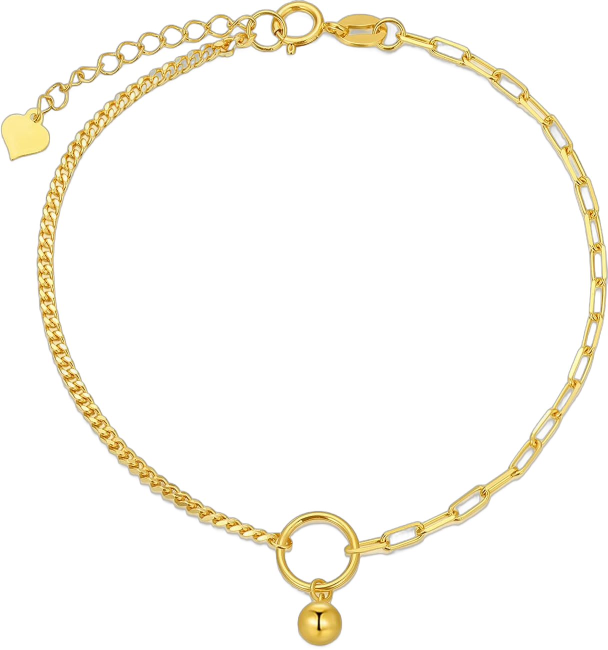 18K Solid Gold Paperclip Chain Bracelet for Women, Delicate Gold Cuban Link Chain Bracelet Anniversary Jewelry Gifts for Mom, Wife, 6.4-7.5 Inch