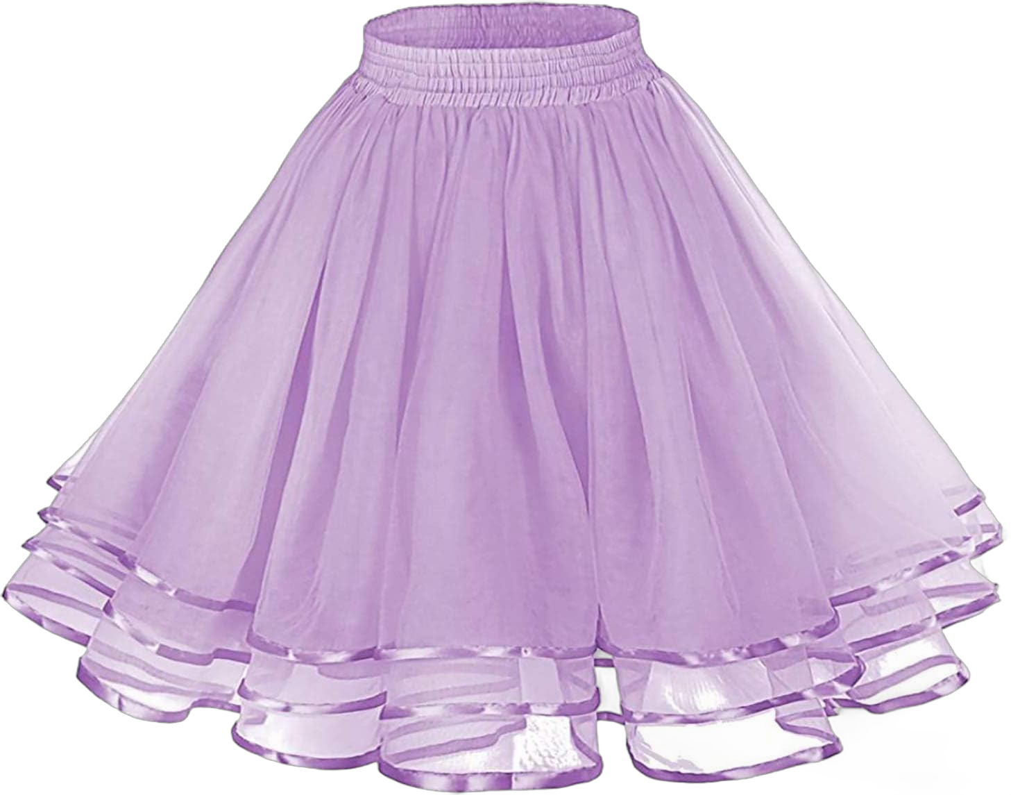 Women Tutu Skirts 3 Layered Knee Length Tulle Skirt A-line Pleated Skirts Evening Gown Prom Wedding (Purple, One Size)