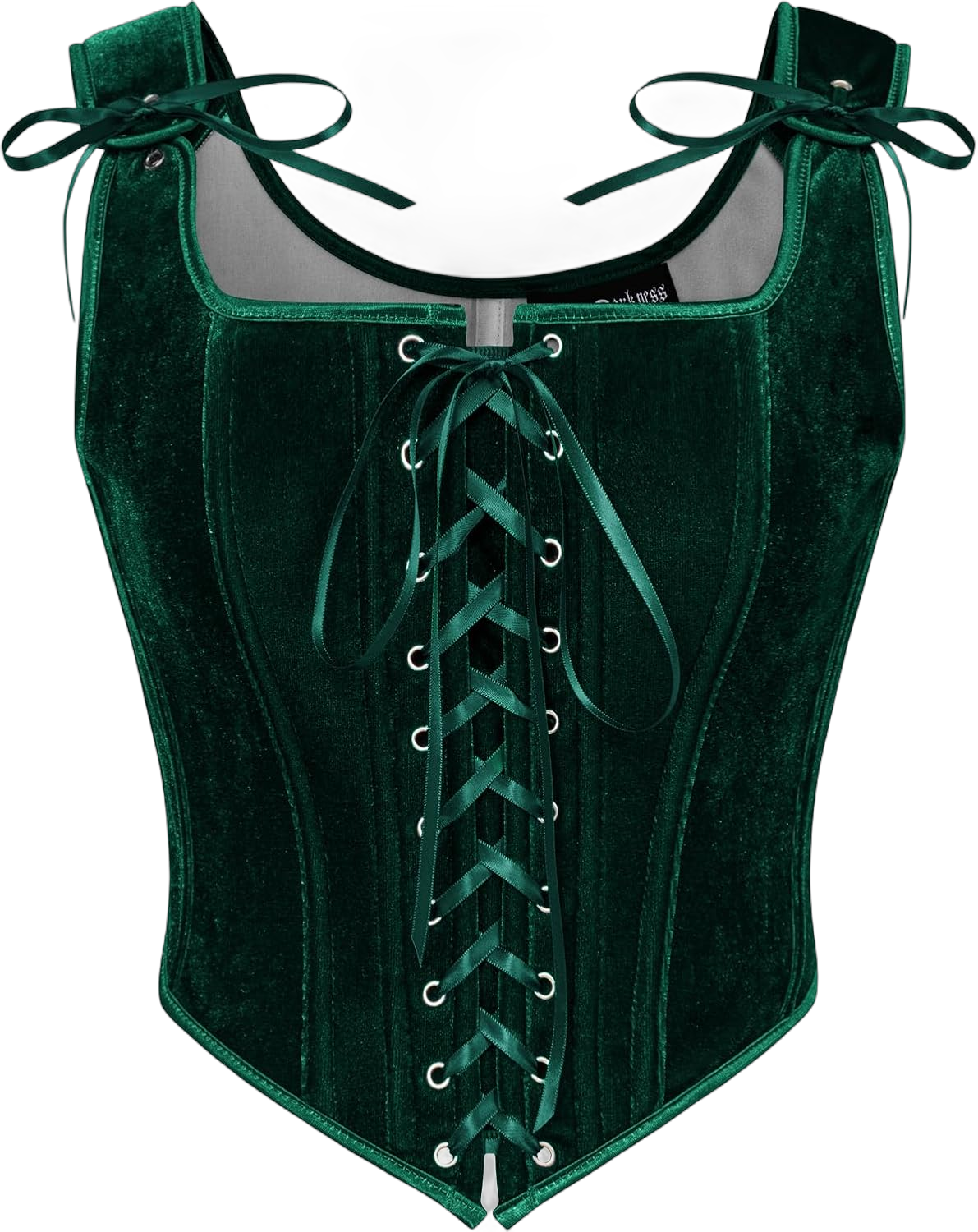 Scarlet Darkness Renaissance Corset Tops for Women Vintage Lace Up Overbust Velvet Bustier Bodice 8 Dark Green