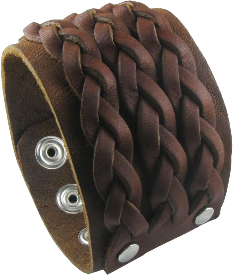 Jasmine 1.8" Wide Braided Design Brown Punk Rock Biker Leather Bracelet Bangle Bracelet Cuff Wristband for Men Women Boys Girls Unisex - Adjustable (LSB001)