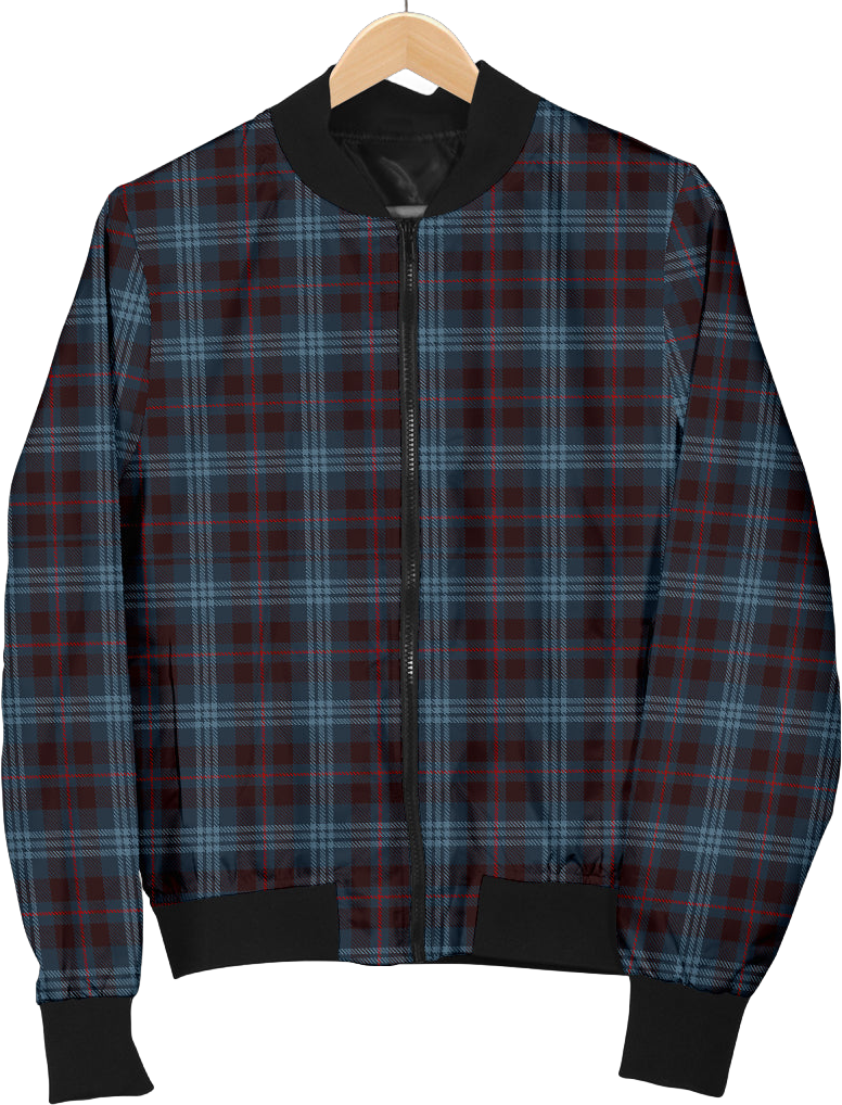 Mens Blue Plaid Bomber Jacket