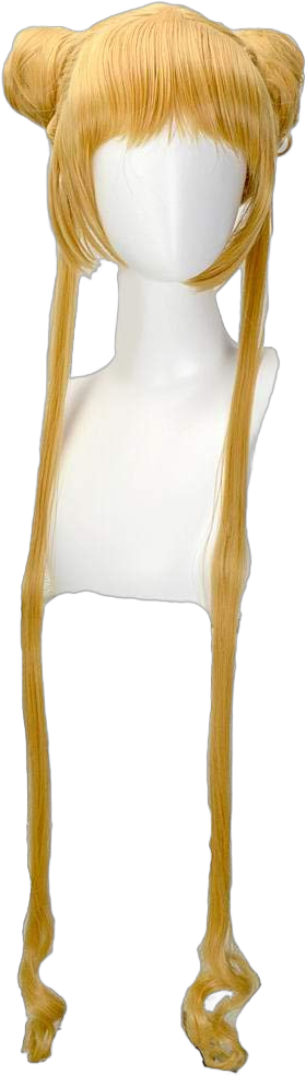 GOOACTION Women Long Sailor Moon Anime Wig with Two Ponytails Golden Blonde Cosplay Party Costume Synthetic Wigs