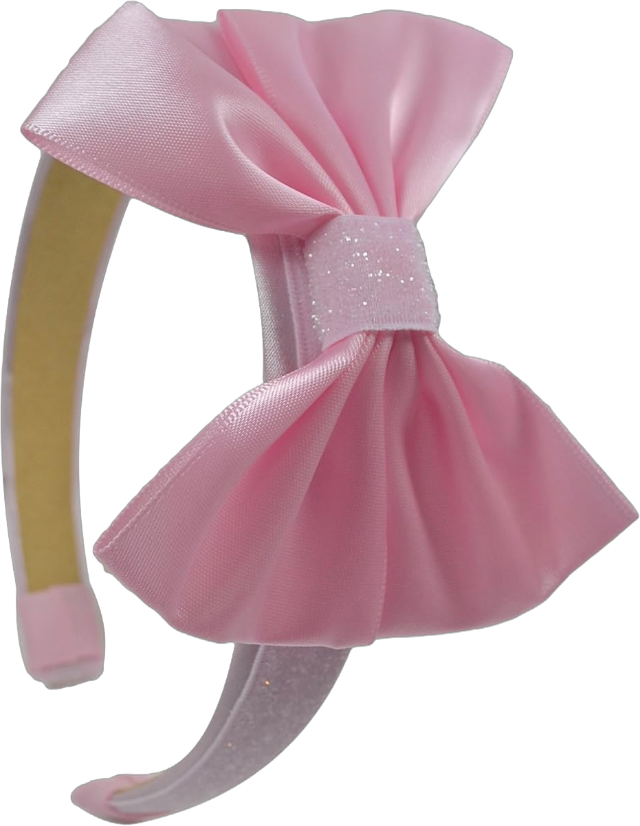 Funny Girl Designs Sparkling Glitter Satin BOW Arch Headband (Light Pink)