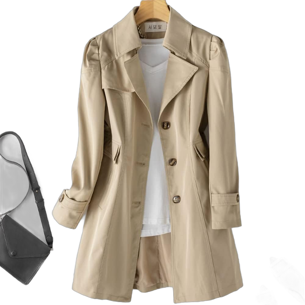 Autumn Trench Coat Woman Single-Breasted Mid-Long Women Trench Coat Overcoat Windbreaker Medium Khaki